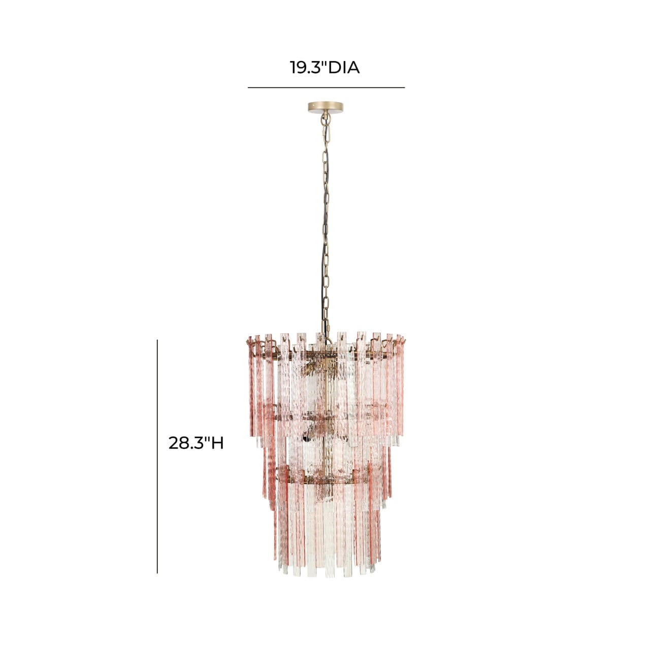 Hampshire Pink Acrylic 3-Tier Chandelier - Thumbnail 5
