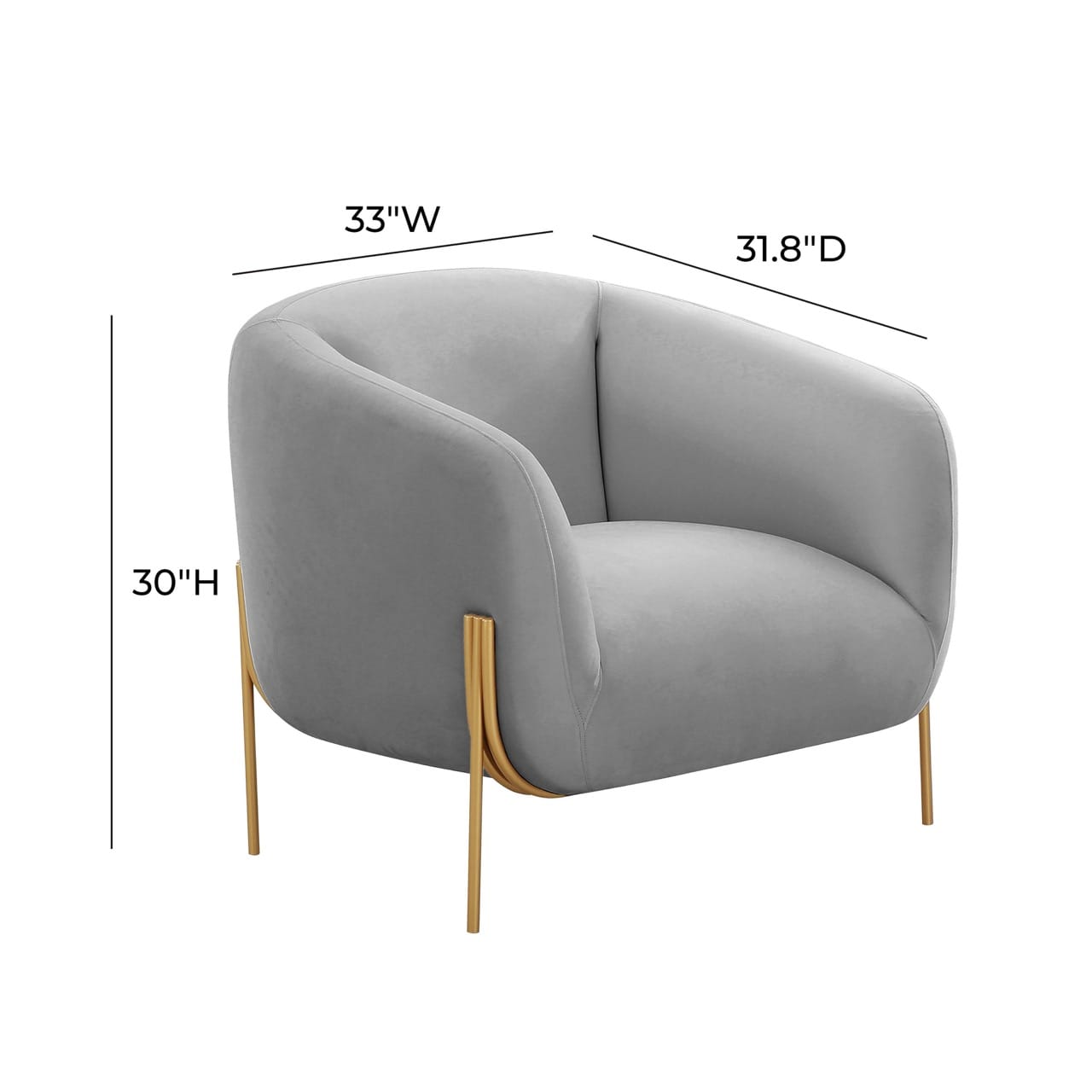 Kandra Grey Velvet Accent Chair - Thumbnail 5