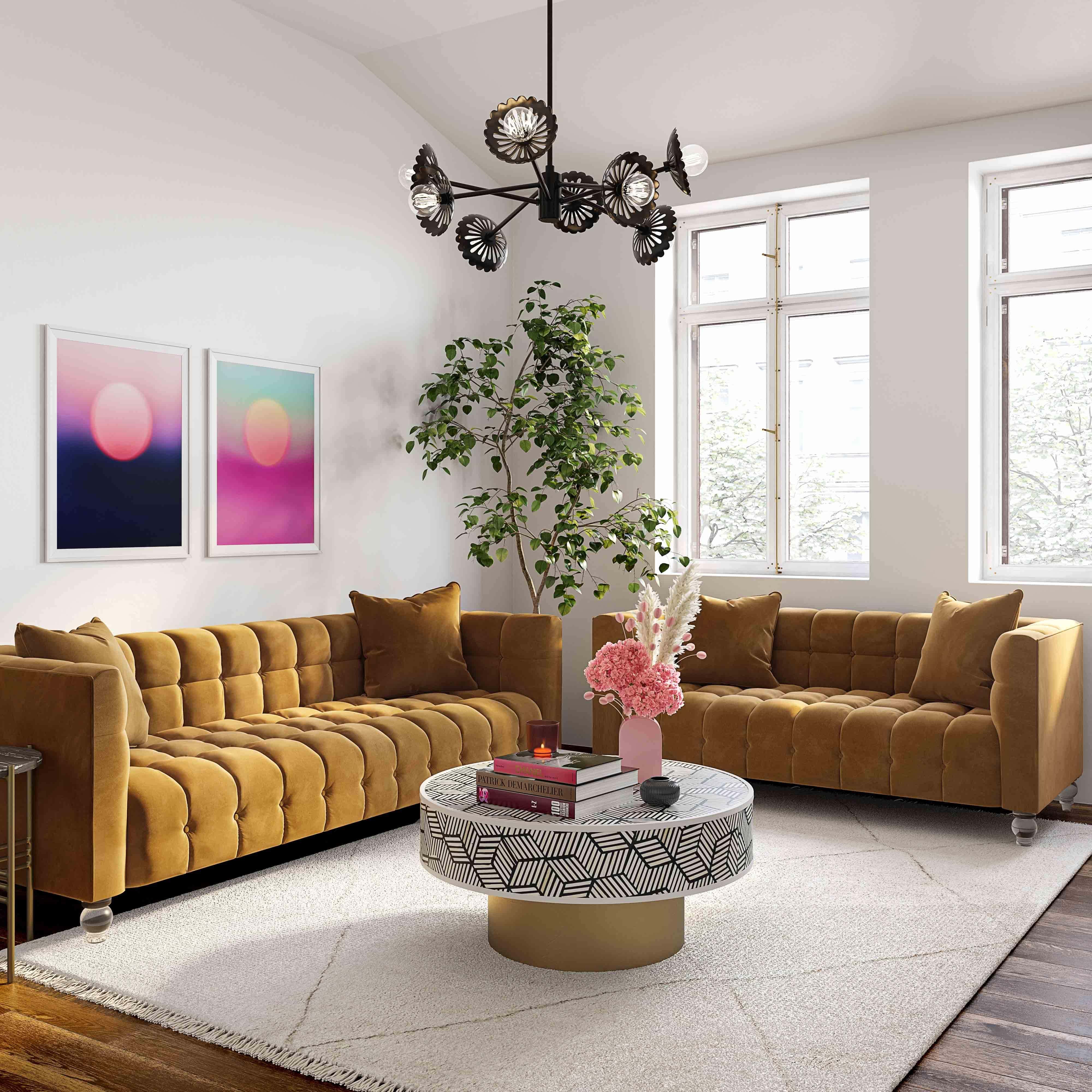Bea Cognac Velvet Loveseat at Futonland