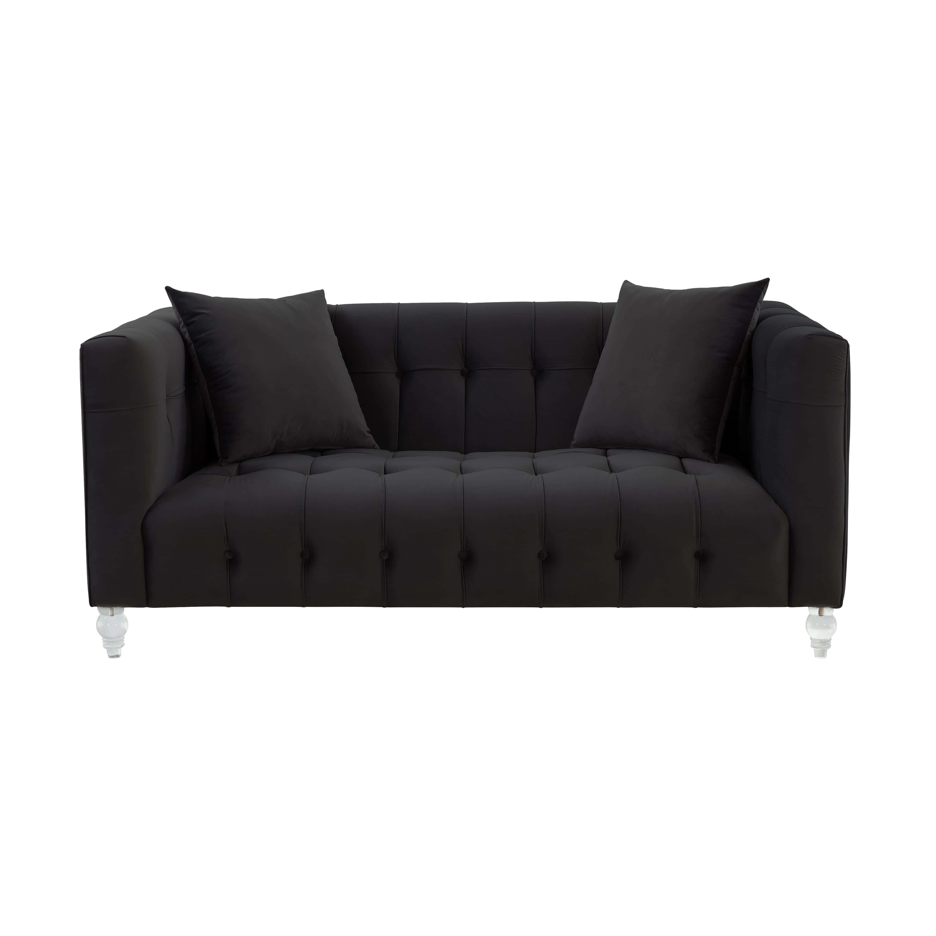 Bea Black Velvet Loveseat by TOV Furniture