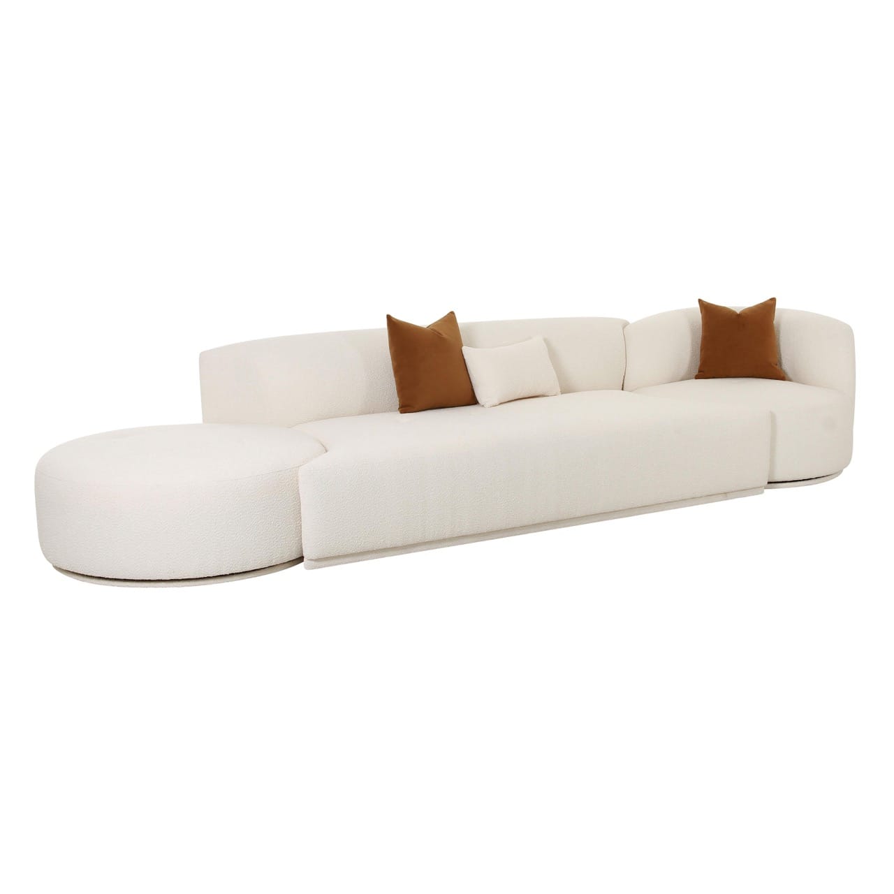Fickle Cream Boucle 3-Piece Chaise Modular Sofa - Thumbnail 3