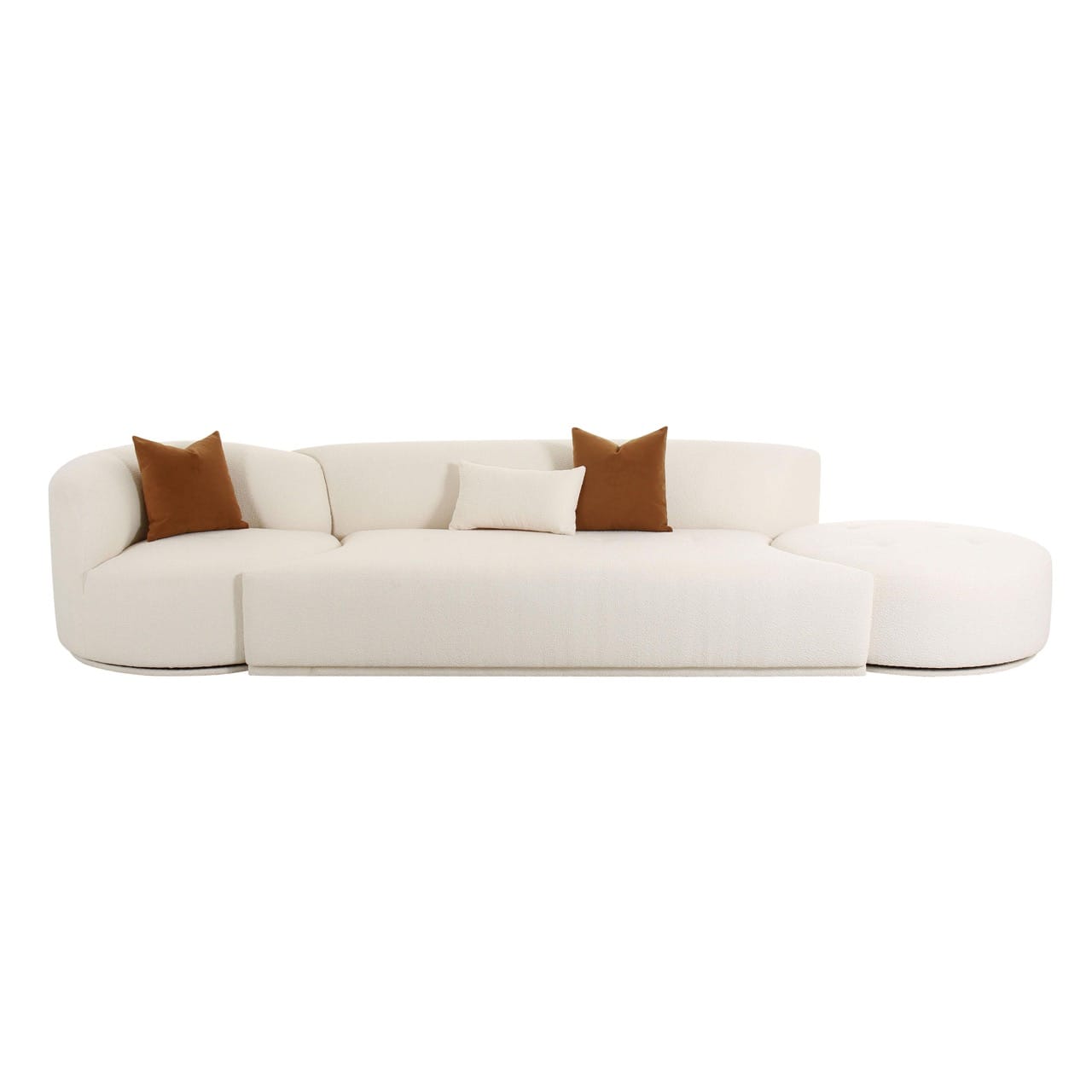 Fickle Cream Boucle 3-Piece Chaise Modular Sofa - Thumbnail 4