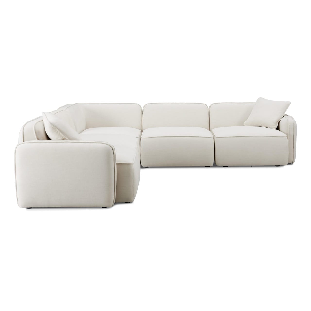 Travie Sand Upcycled Linen Modular L-Sectional at Futonland