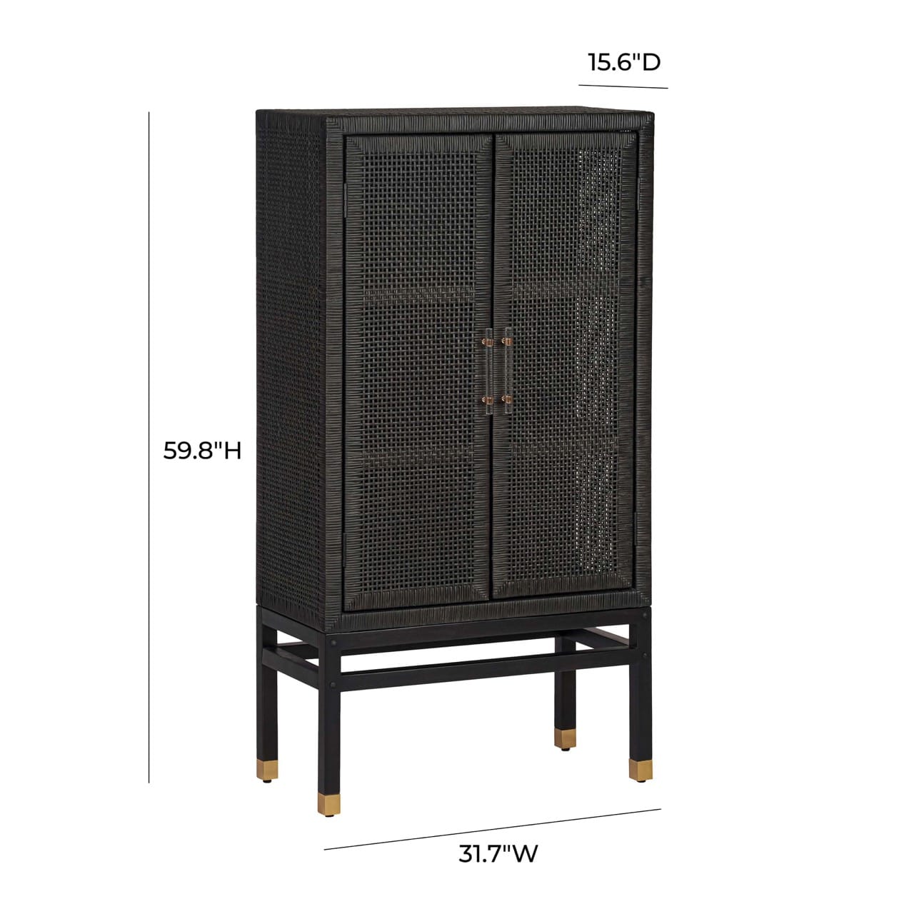 Amara Charcoal Woven Rattan Cabinet - Thumbnail 4