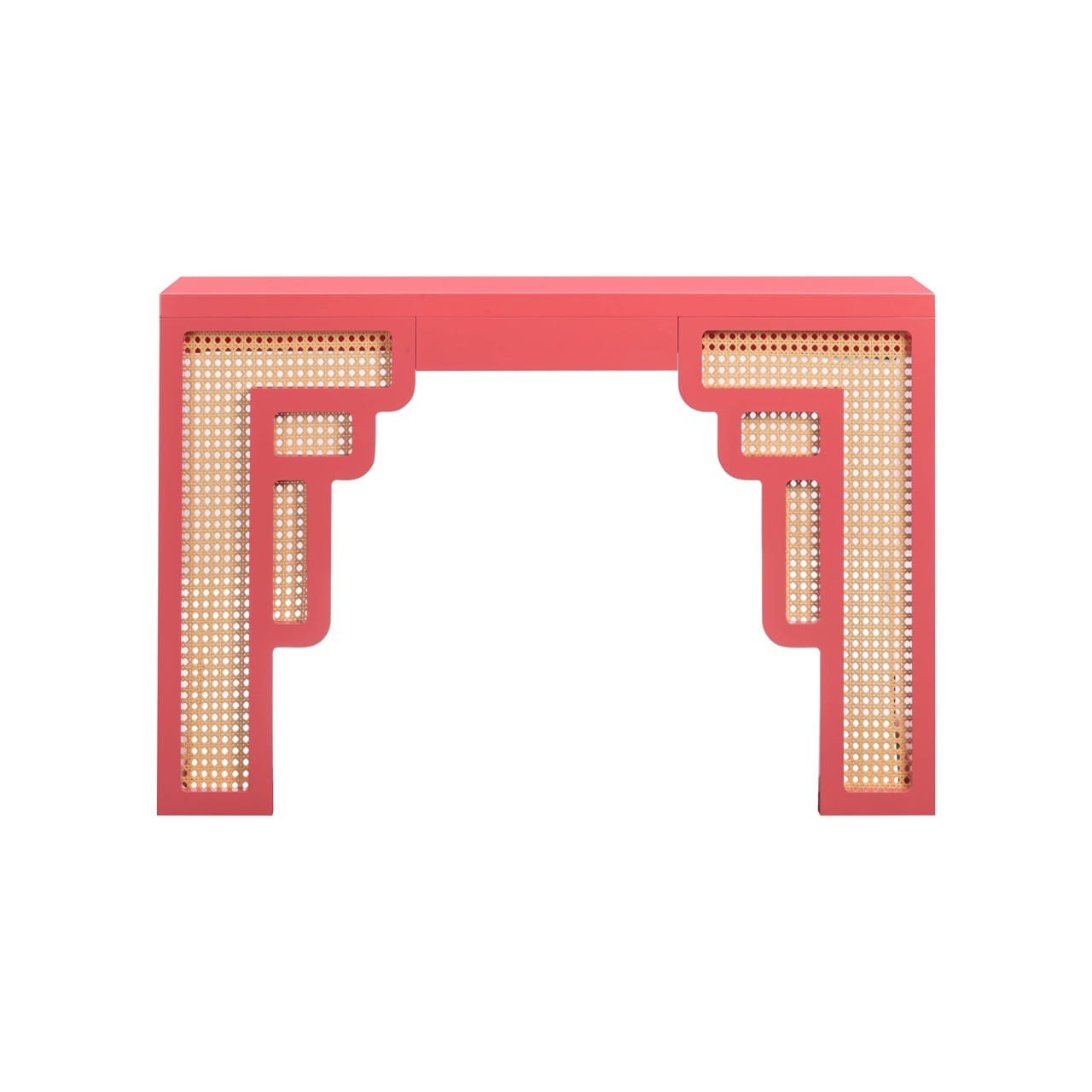 Suzie Coral Pink & Rattan Console Table - Thumbnail 2