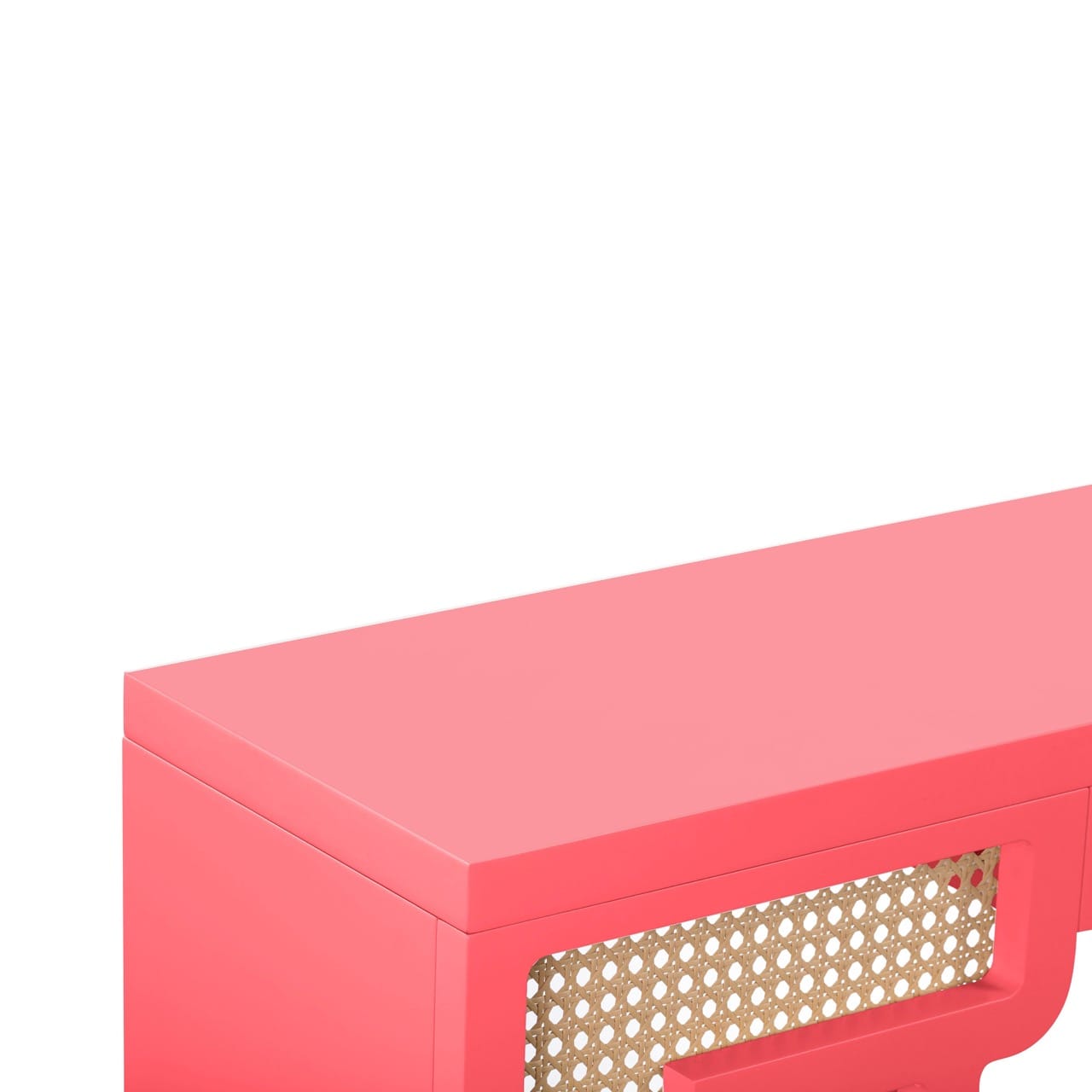 Suzie Coral Pink & Rattan Console Table - Thumbnail 5