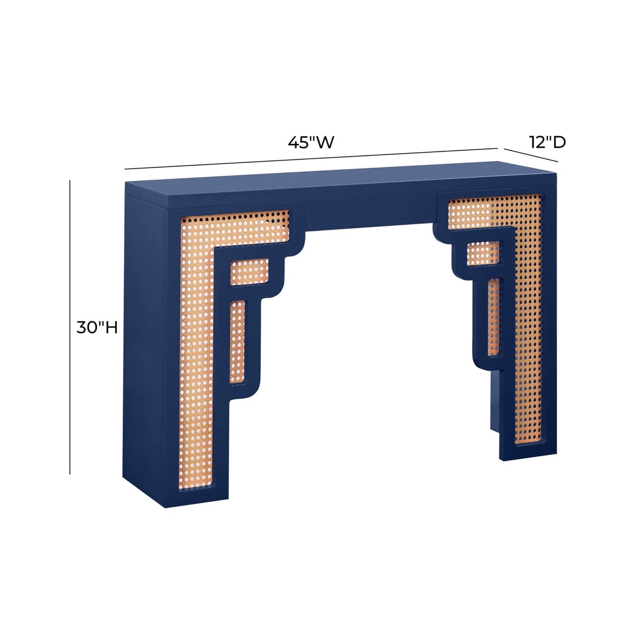 Suzie Navy & Rattan Console Table - Thumbnail 4
