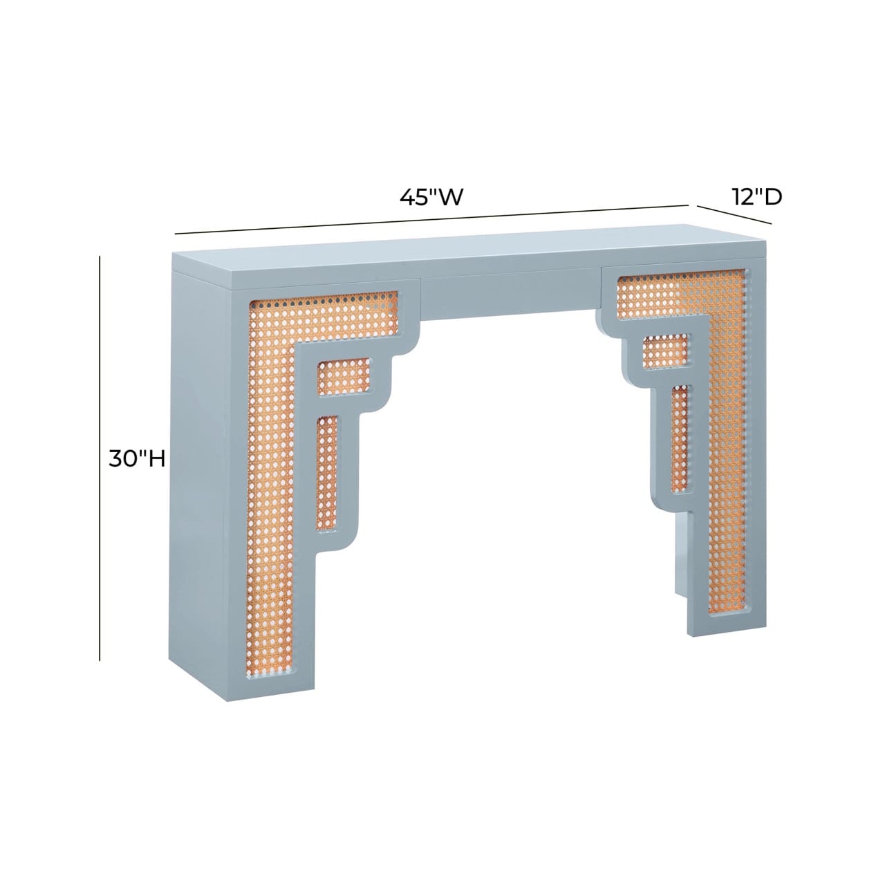 Suzie Pastel Blue & Rattan Console Table - Thumbnail 4