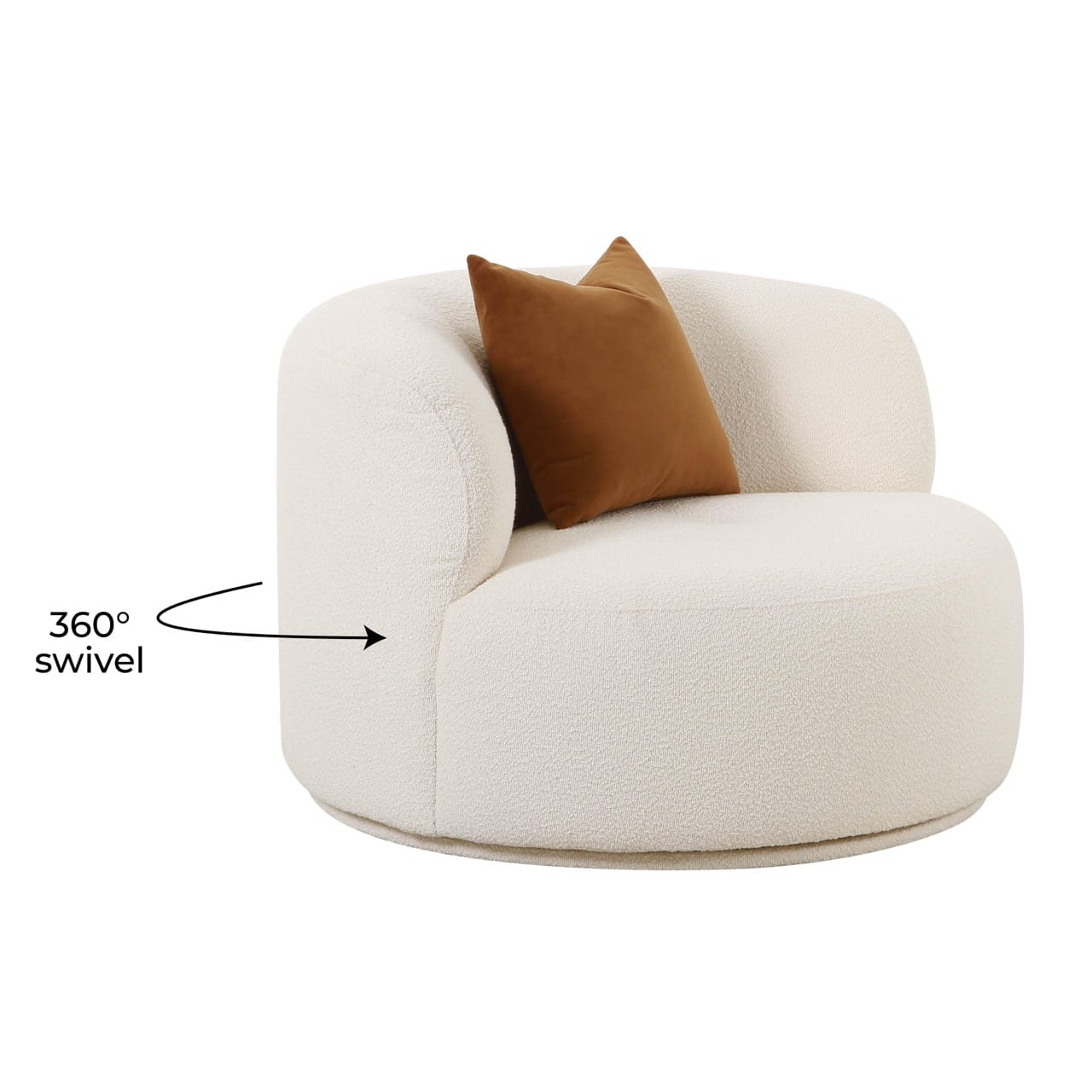 Fickle Cream Boucle Swivel Chair - Thumbnail 5