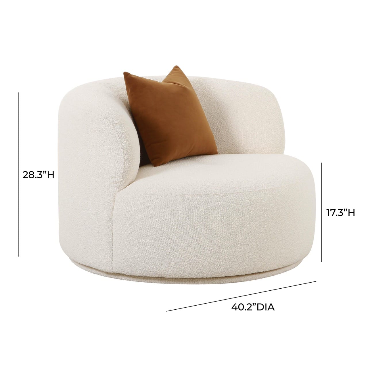 Fickle Cream Boucle Swivel Chair - Thumbnail 2