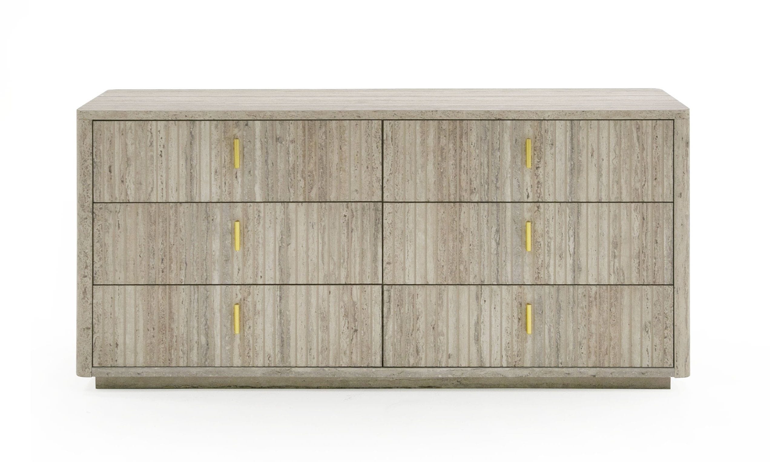 Roma - Modern Faux Travertine + Gold Dresser