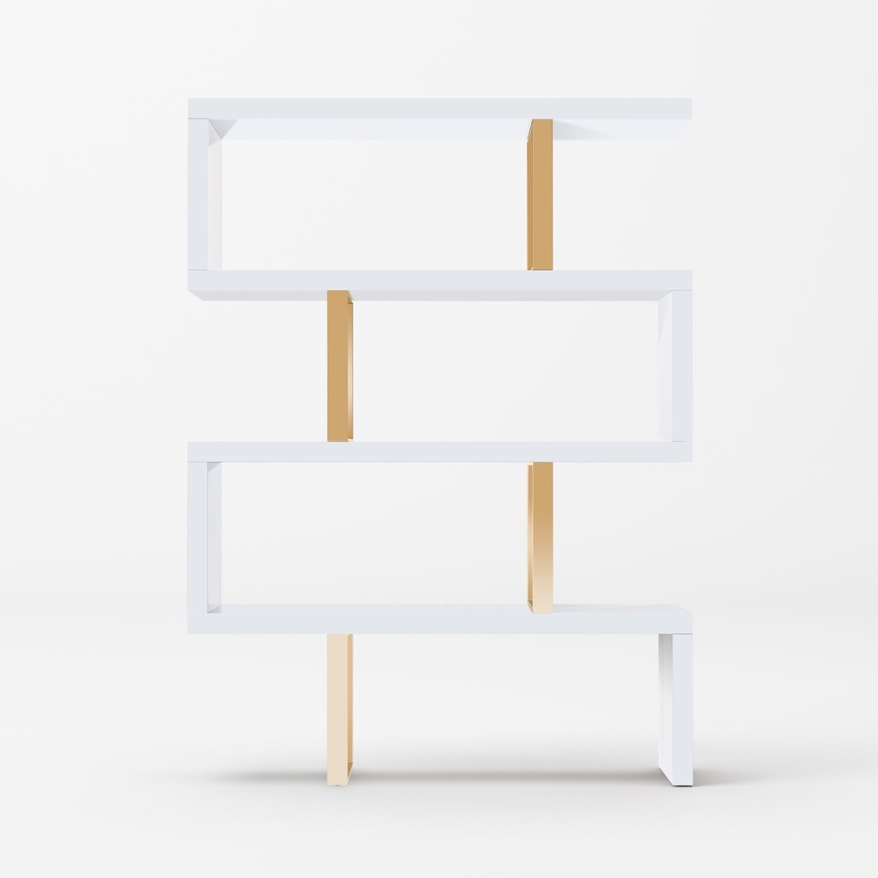 Modrest Maze Modern White & Gold Bookcase