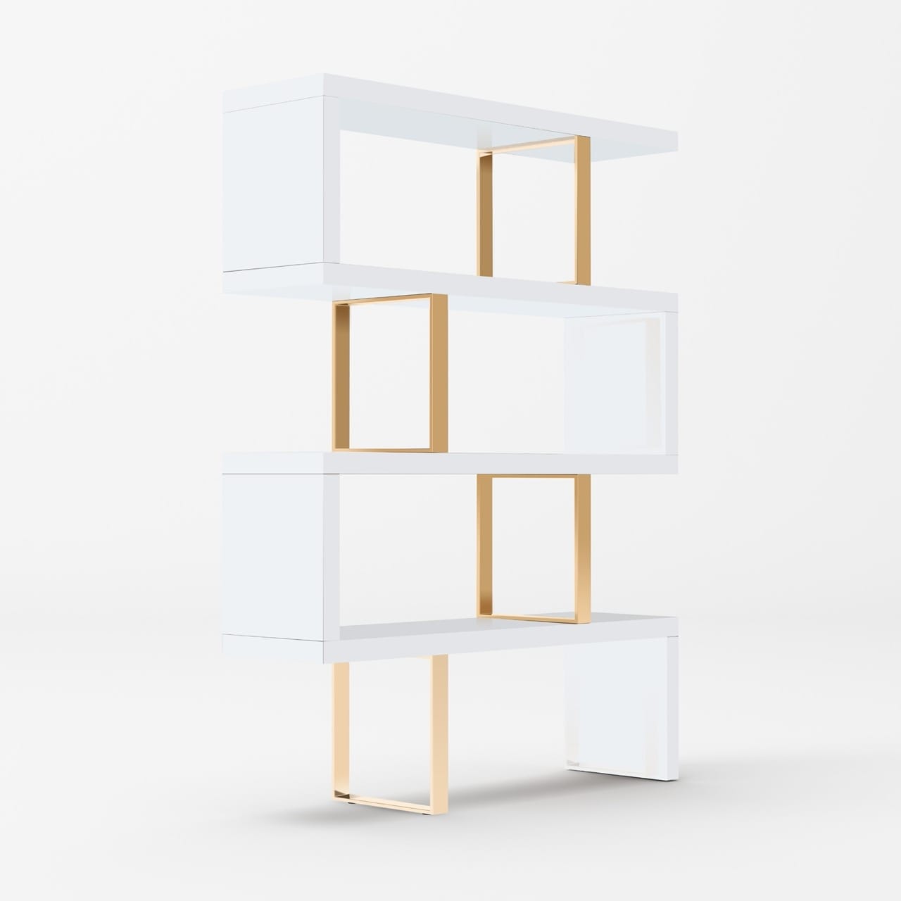 Modrest Maze Modern White & Gold Bookcase - Thumbnail 2