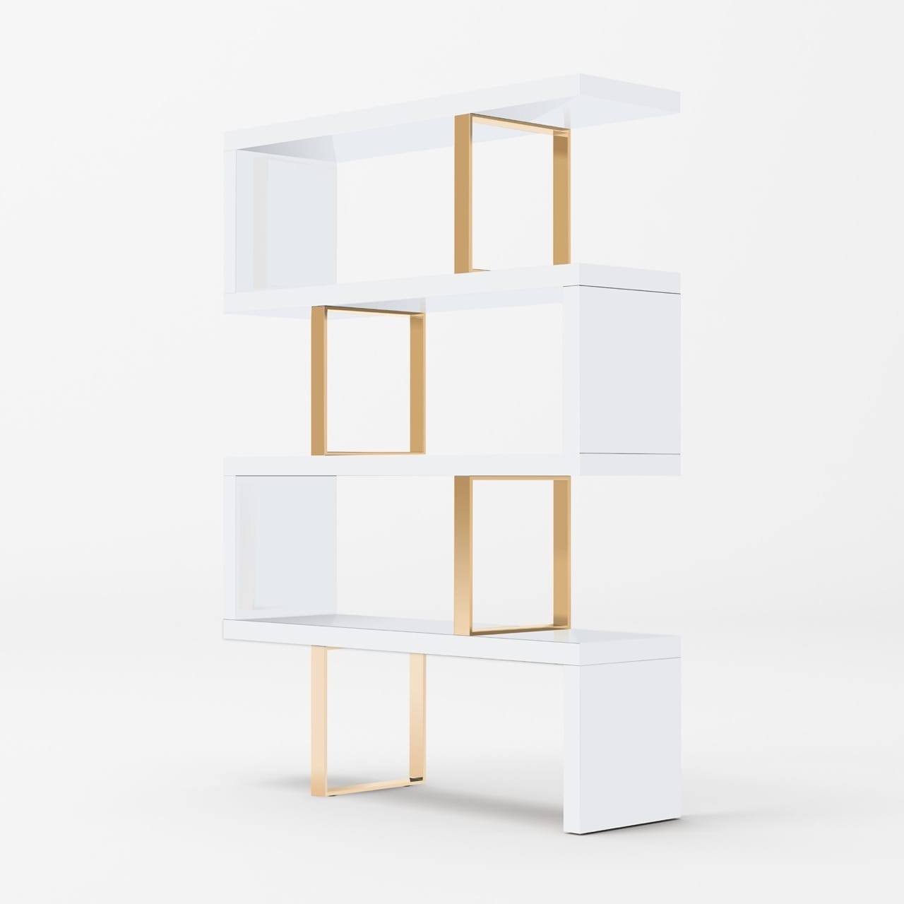 Modrest Maze Modern White & Gold Bookcase - Thumbnail 3