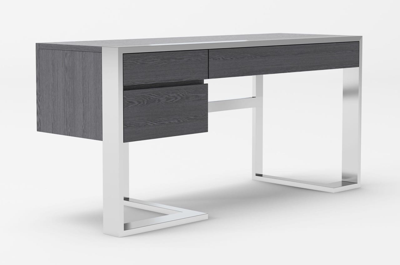 Modrest Fauna Modern Elm Grey & Stainless Steel Desk