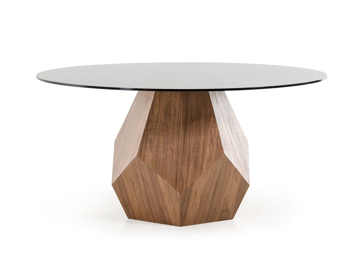 Modrest Rackham Mid-Century Walnut Round Dining Table