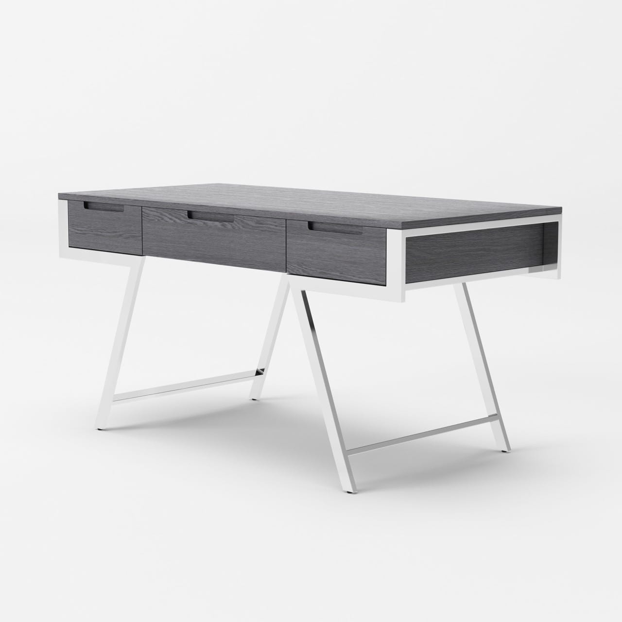 Modrest Dessart Modern Elm Grey Office Desk - Thumbnail 4