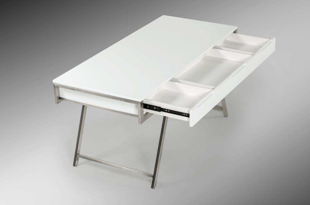 Modrest Dessart Modern White Gloss Office Desk