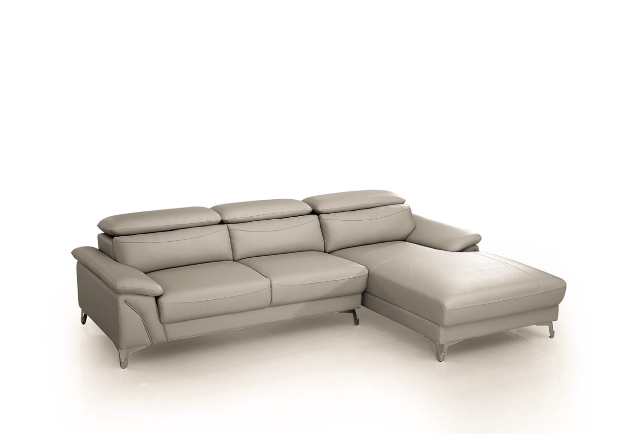 Divani Casa Sura - Modern Light Grey Leather Right Facing Sectional Sofa at  Futonland