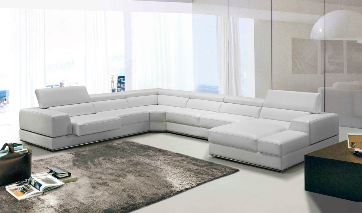 Divani Casa Pella Modern Italian Leather Sectional Sofa - Thumbnail 4