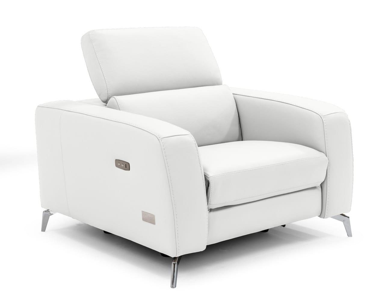 Coronelli Collezioni Turin Italian White Leather Recliner Chair - Thumbnail 2