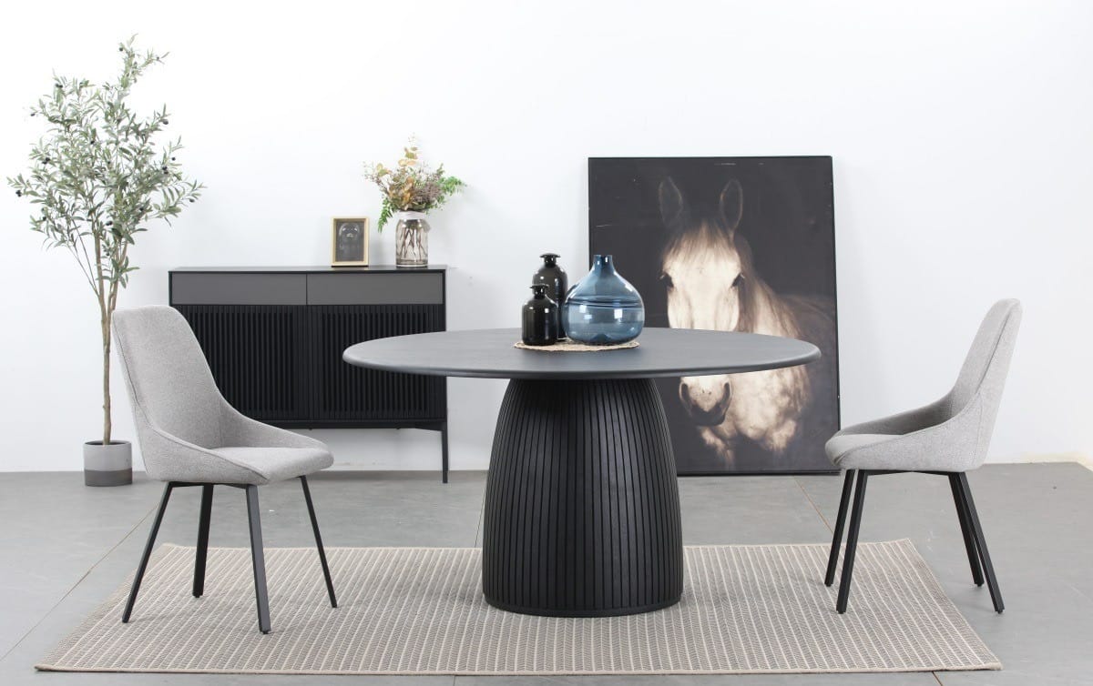 Modrest Lander Modern Mid Century Black Oak Round Dining Table