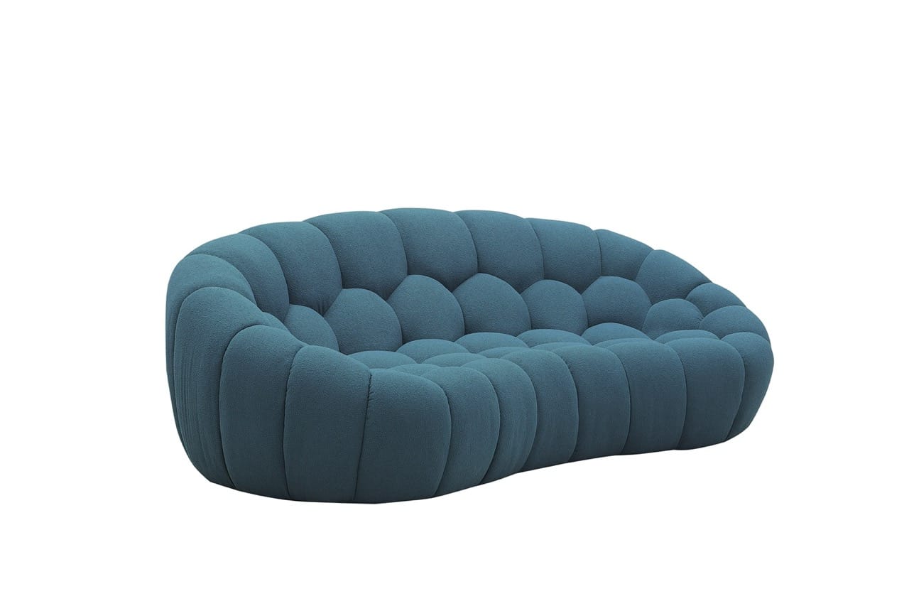 Divani Casa Yolonda Modern Curved Fabric Loveseat - Thumbnail 2