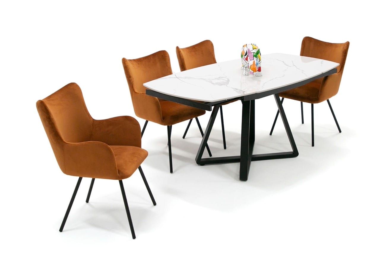 Modrest Cofrey Contemporary White Ceramic Extendable Dining Table - Thumbnail 4