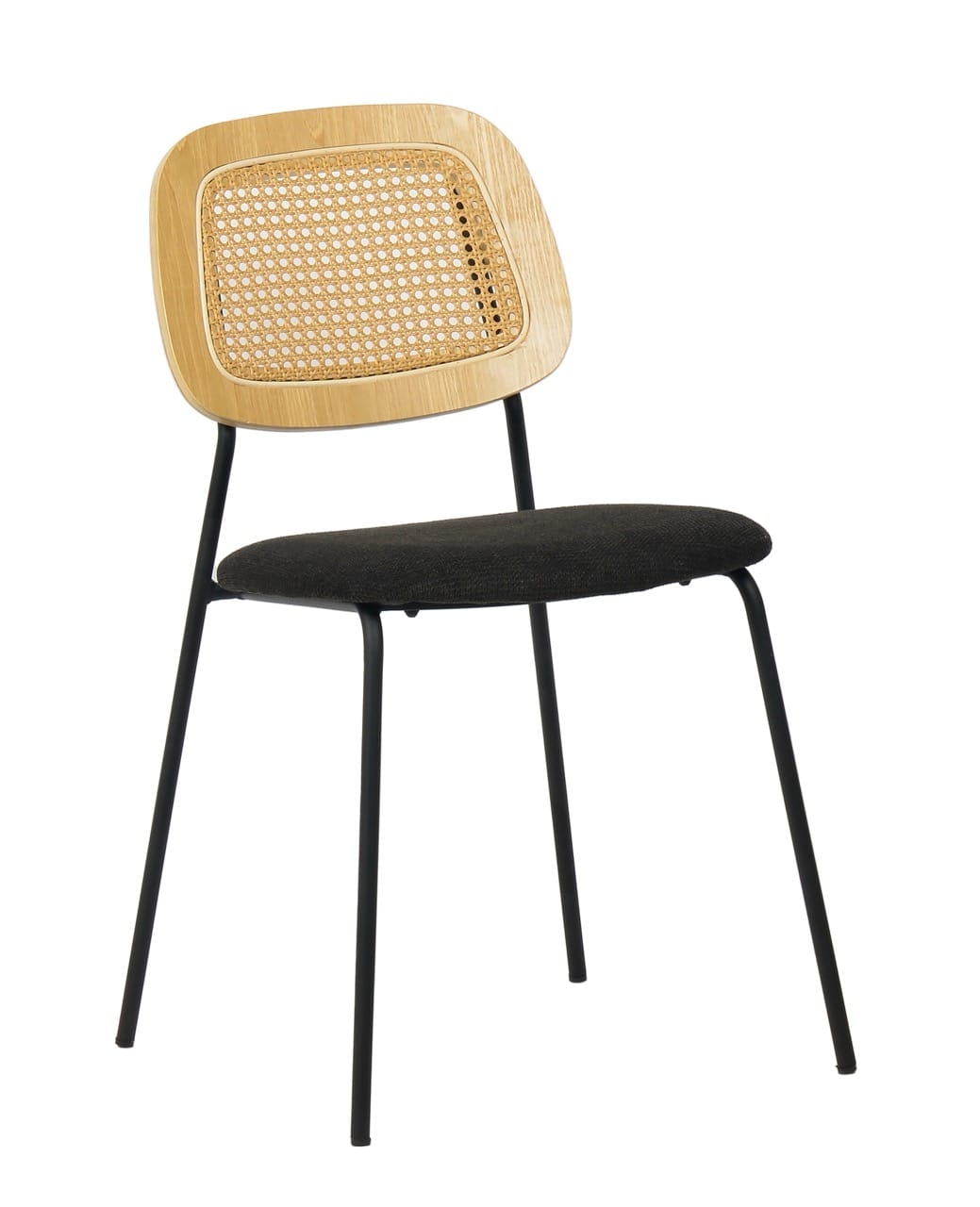 Modern Alizee Modern Rattan and Black Dining Chair Set of 2 - Thumbnail 2