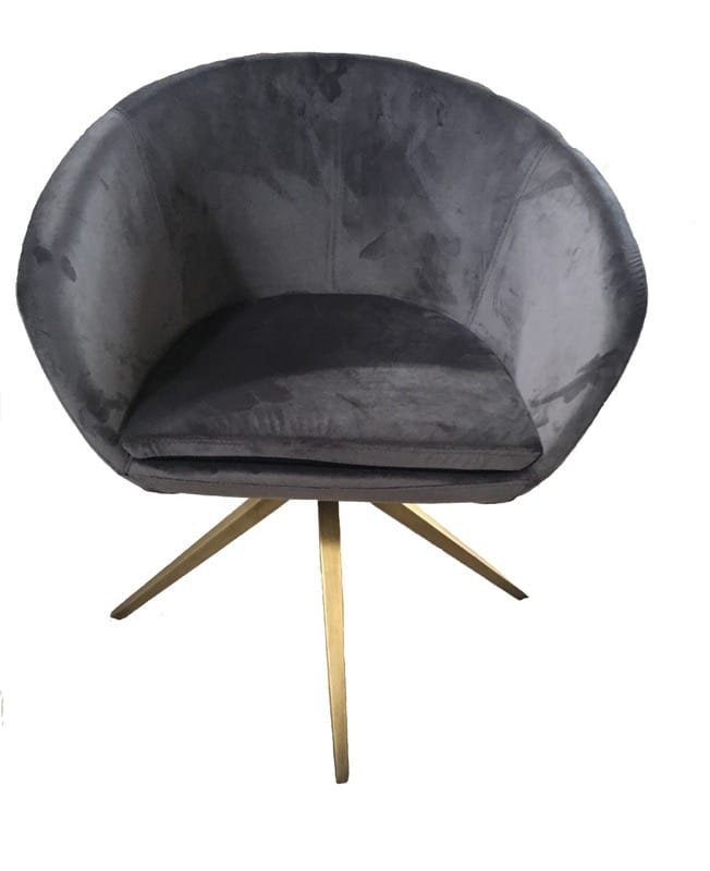 Modrest Yara Modern Grey Velvet & Bronze Dining Chair - Thumbnail 3