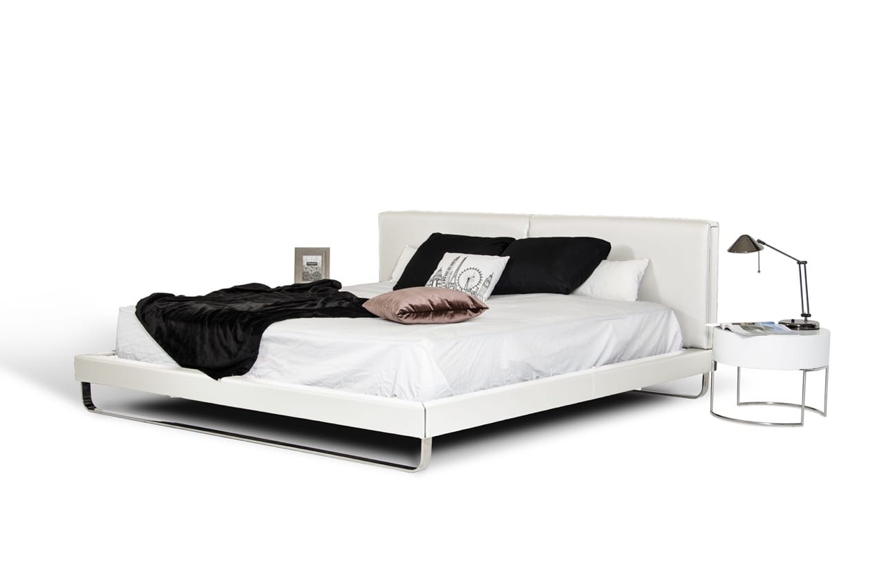 Modrest Ramona Modern White Leatherette Bed - Thumbnail 2