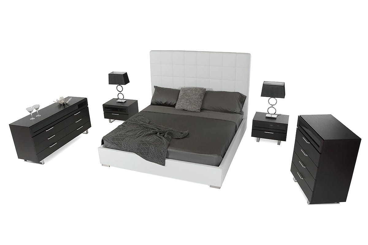 Queen Francis Modern White Leather Bed