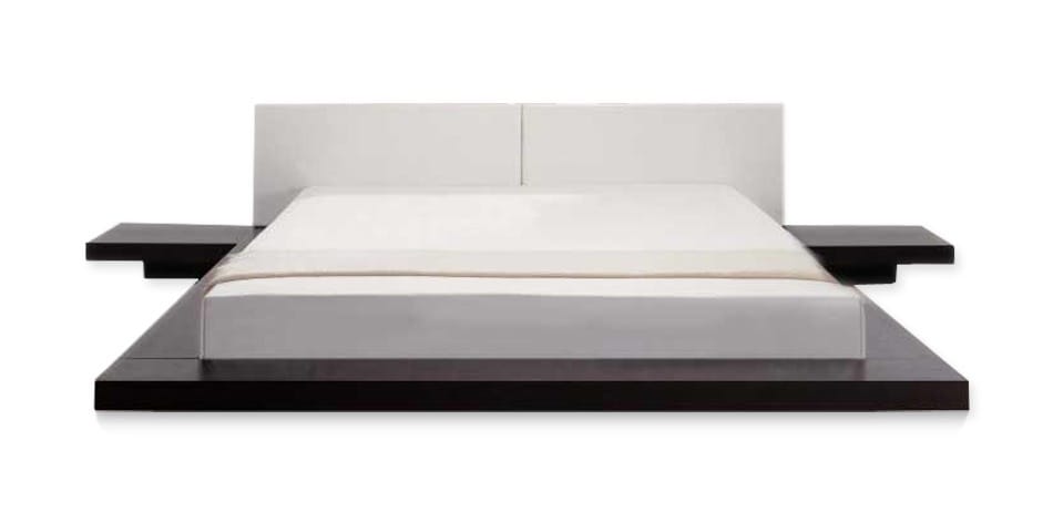 California King Opal Japanese Style Platform Bed And 2 Nightstands
