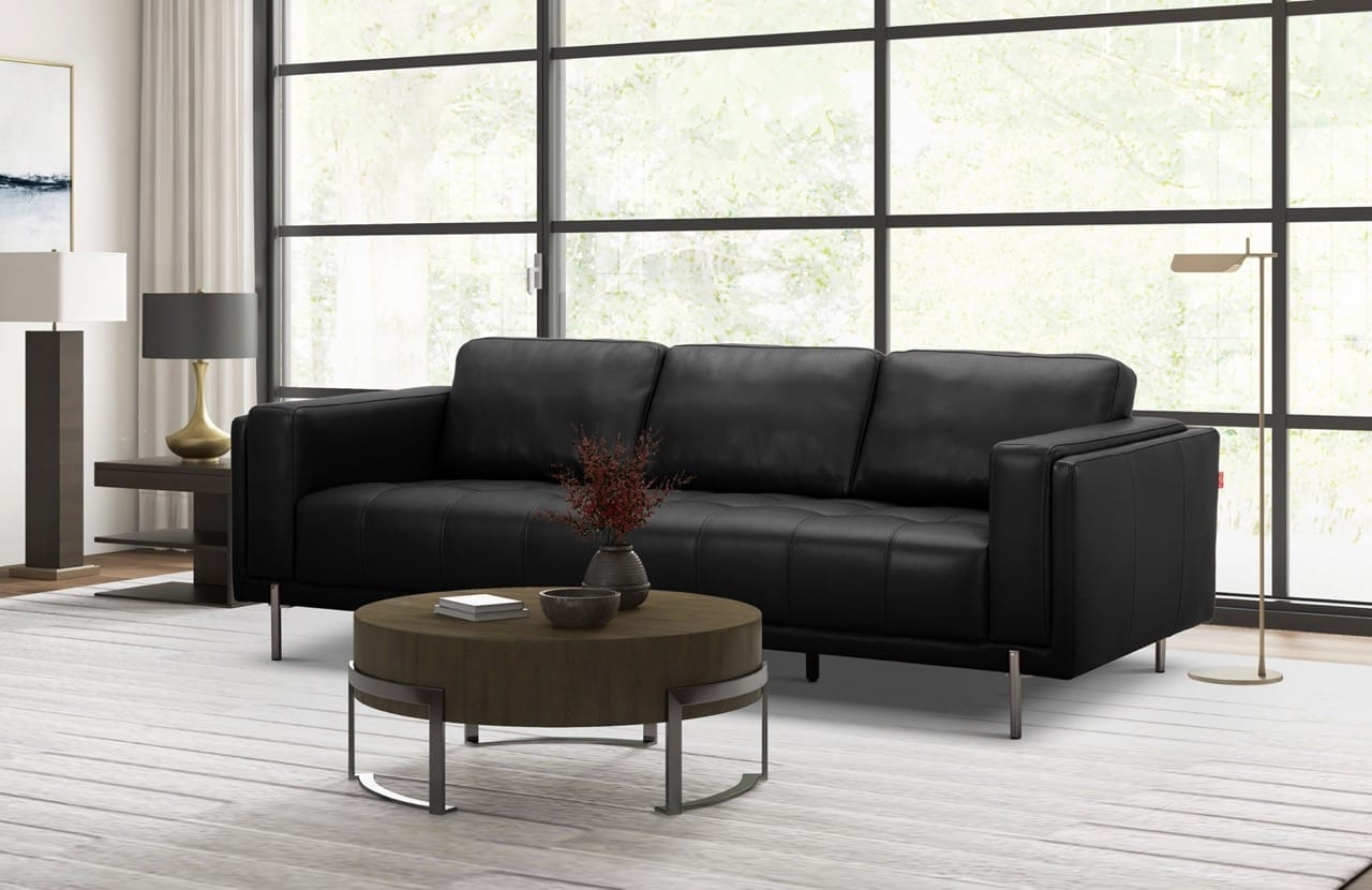Modern Black Leather Sofa By Vig Furniture