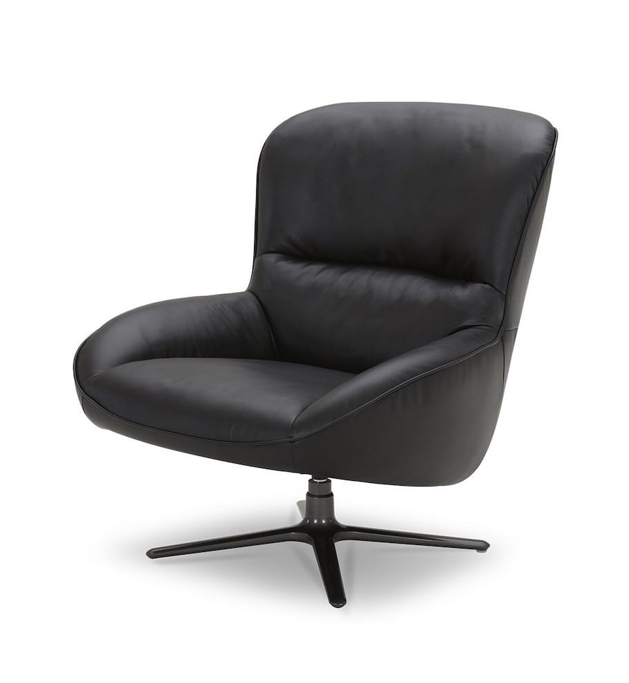 Modrest Theo Modern Black Leather Accent Chair
