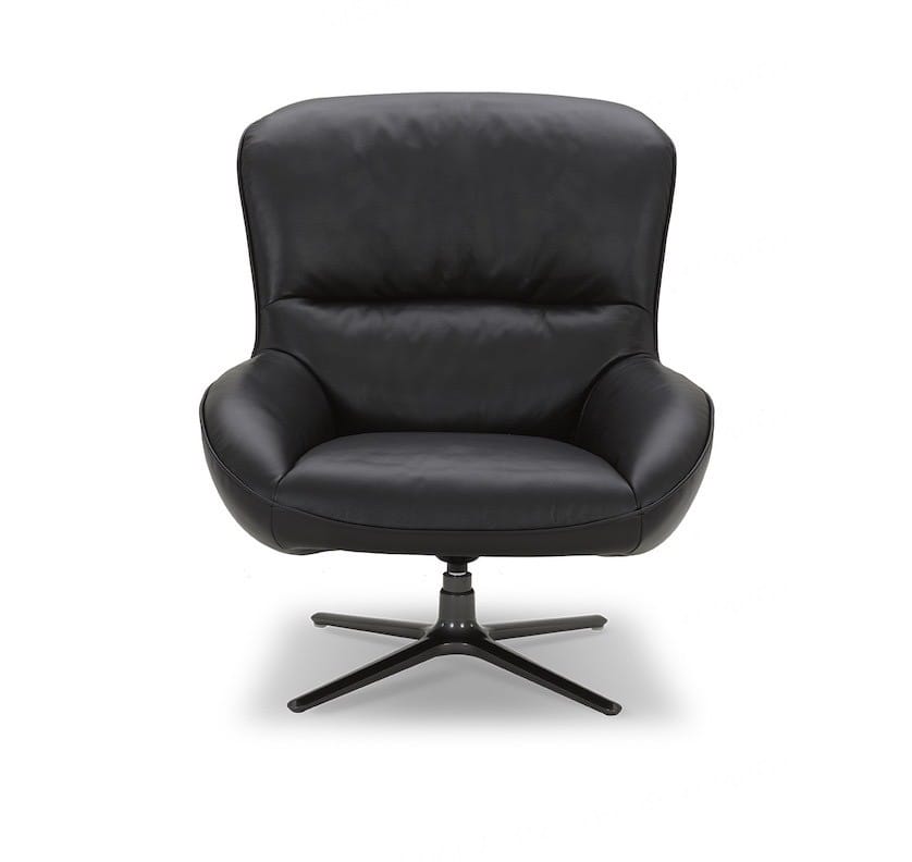 Modrest Theo Modern Black Leather Accent Chair - Thumbnail 3