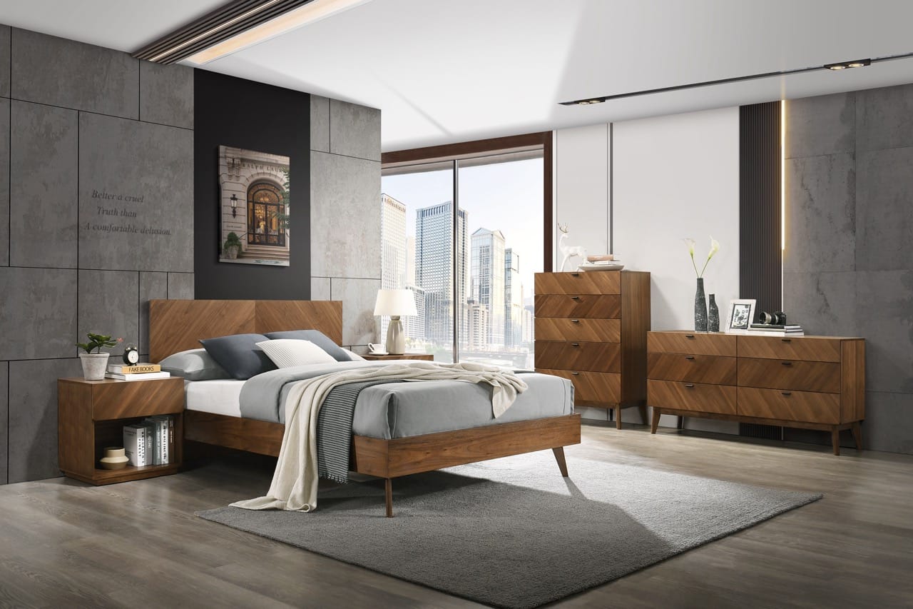 Nova Domus Brooklyn - Italian Modern Walnut Bed Set