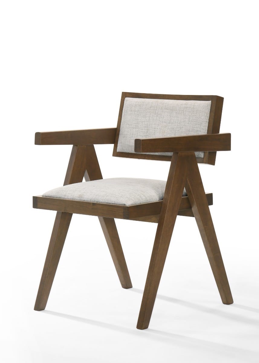 Modrest Fern Modern Walnut and Beige Dining Chair Set of 2 - Thumbnail 2