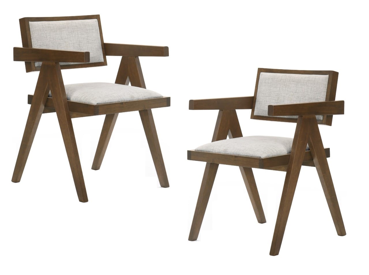 Modrest Fern Modern Walnut and Beige Dining Chair Set of 2 - Thumbnail 4