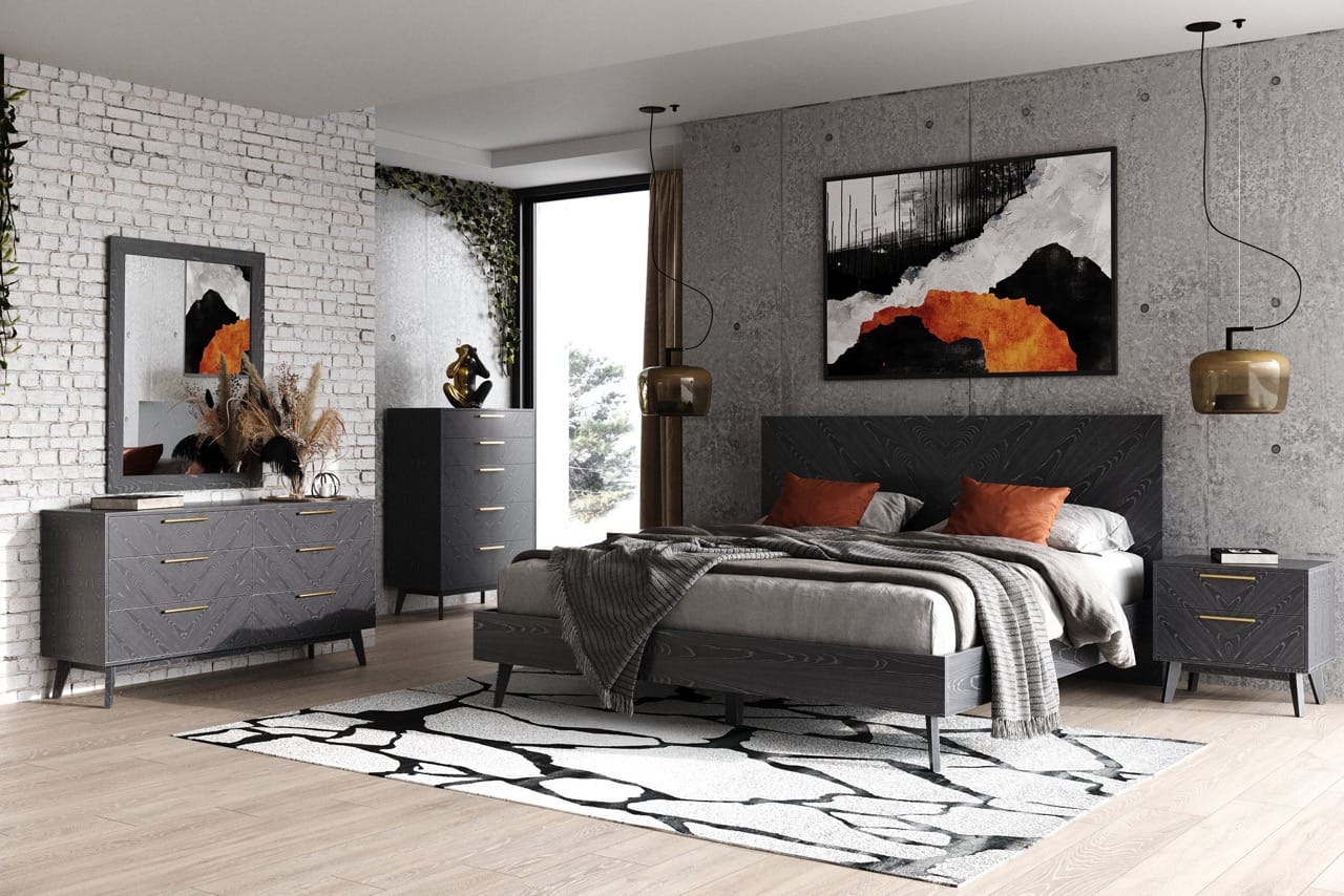 Modrest Diana Eastern King Modern Grey Ash Bedroom Set - Thumbnail 2