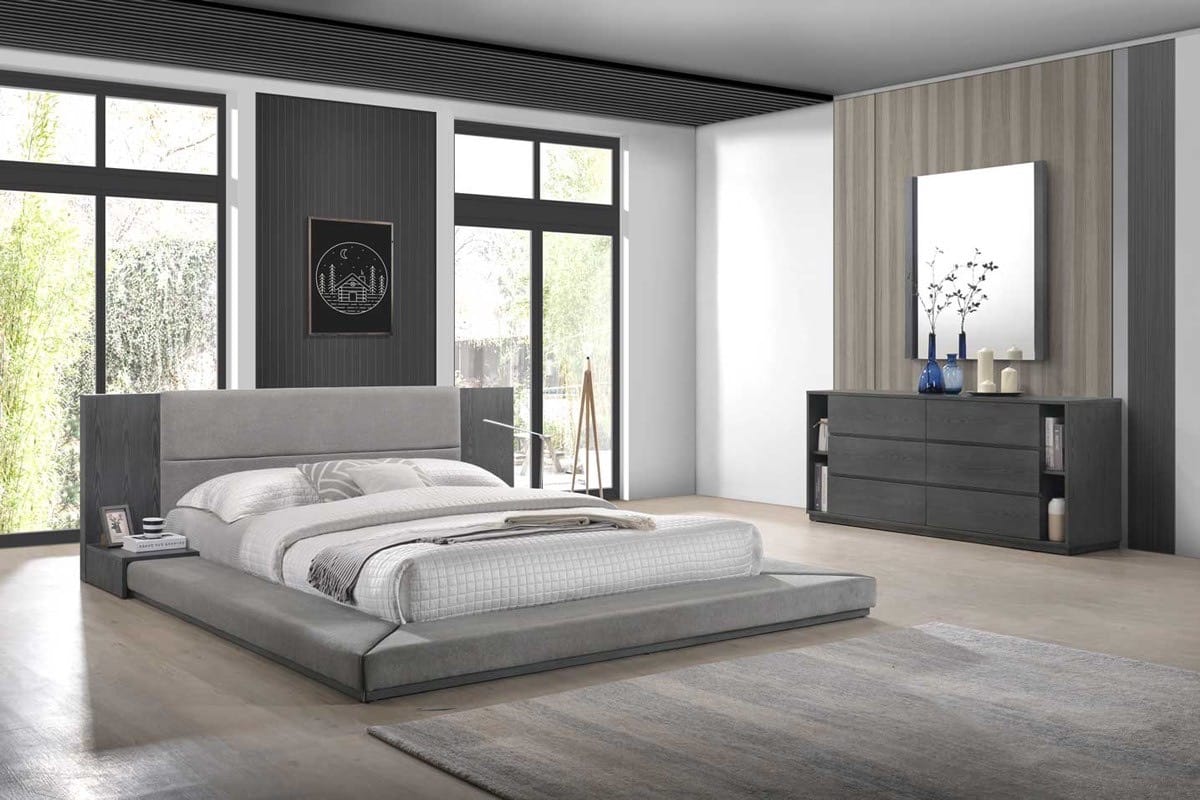 Nova Domus Jagger Modern Dark Grey & Walnut Bedroom Set