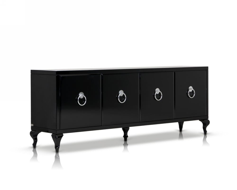 Bellagio Transitional Black Crocodile Lacquer Buffet - Thumbnail 2