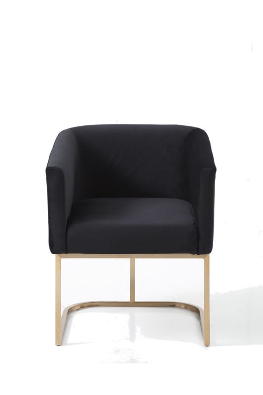 Modrest Yukon Modern Black Velvet & Gold Dining Chair - Thumbnail 3