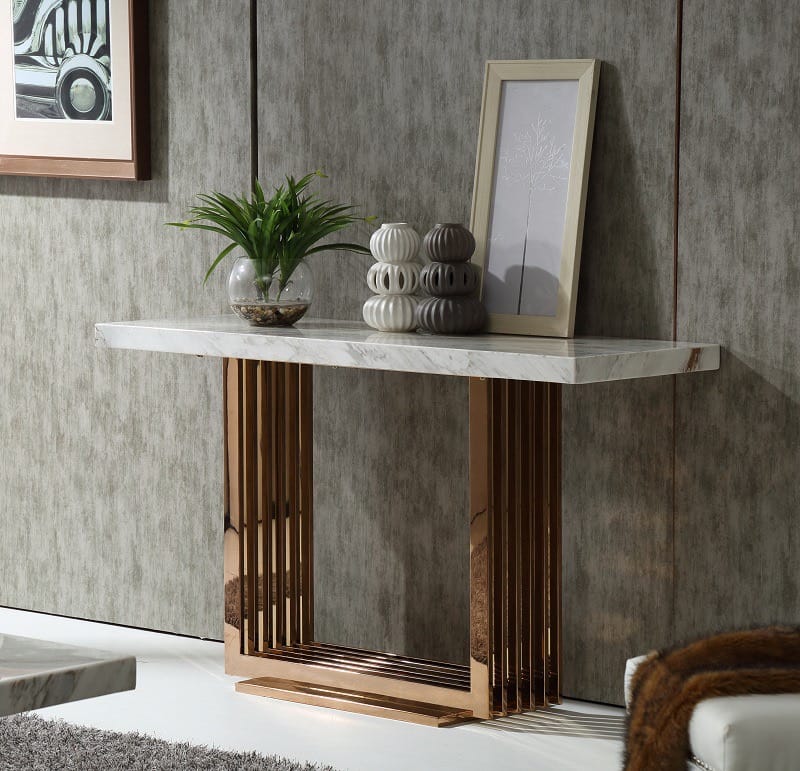 Modrest Kingsley Modern Marble Rosegold Console Table