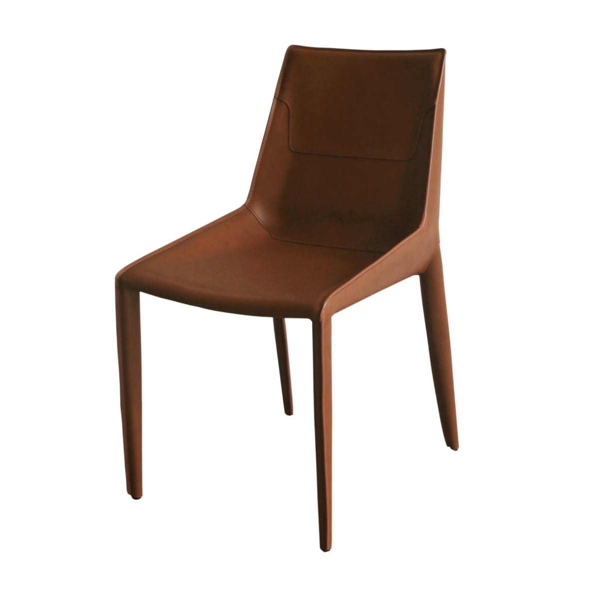 Modrest Halo Modern Cognac Saddle Leather Dining Chair