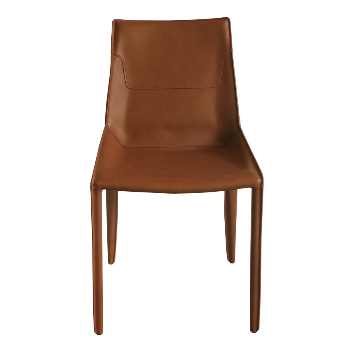 Modrest Halo Modern Cognac Saddle Leather Dining Chair - Thumbnail 3