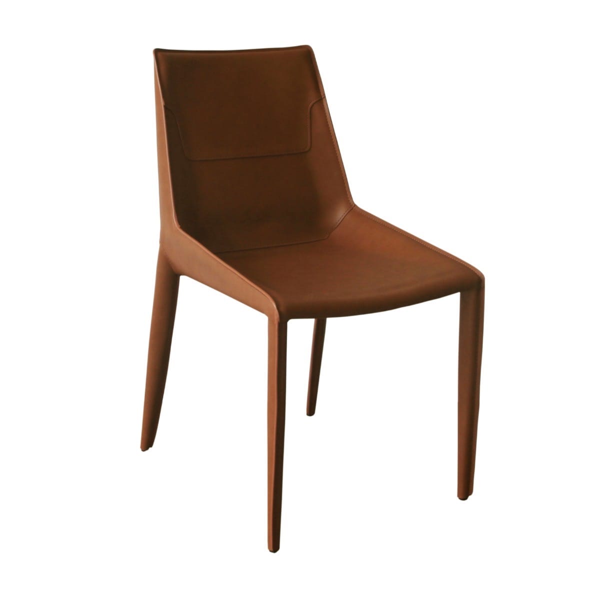 Modrest Halo Modern Cognac Saddle Leather Dining Chair - Thumbnail 2