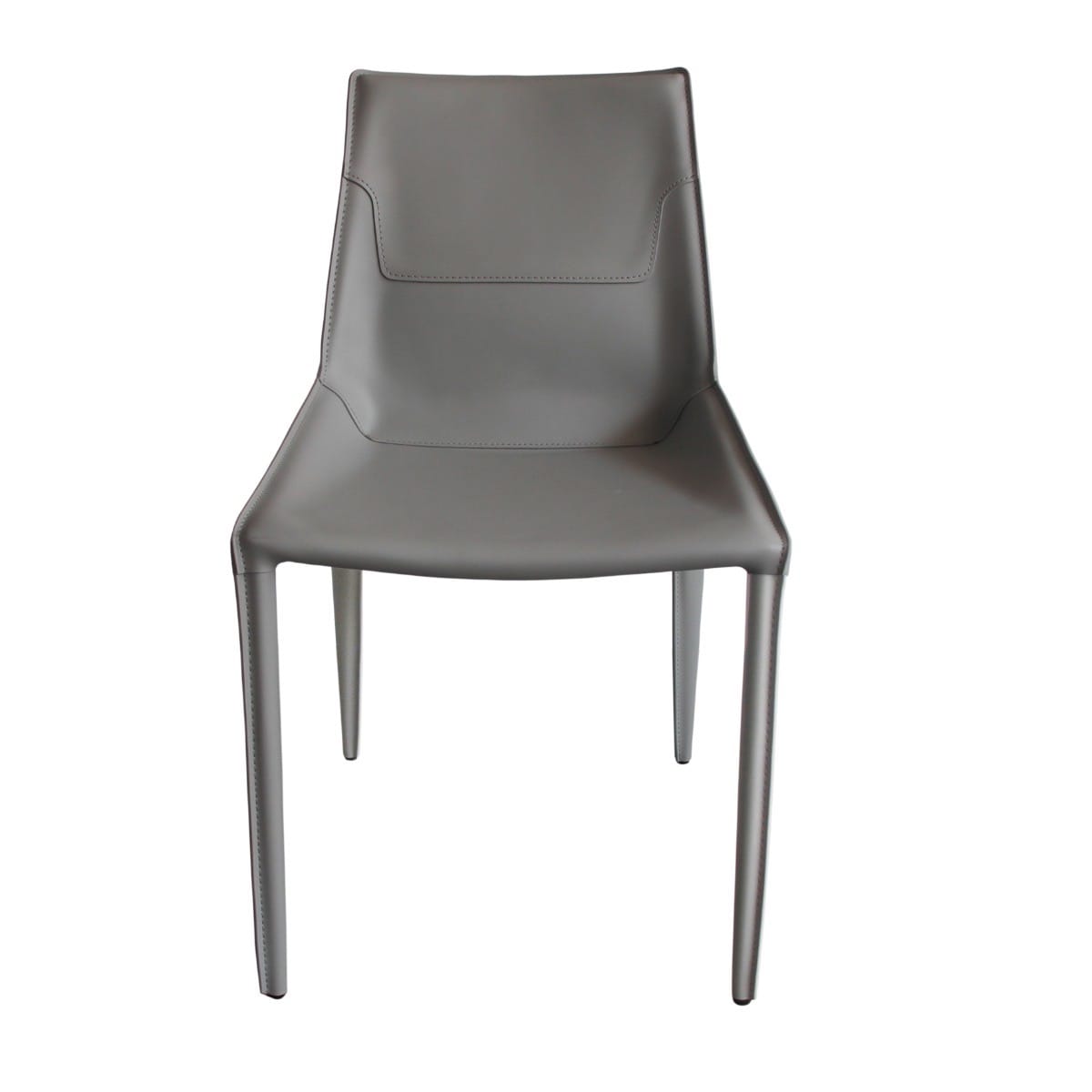 Modrest Halo Modern Light Grey Saddle Leather Dining Chair Set of Two - Thumbnail 3