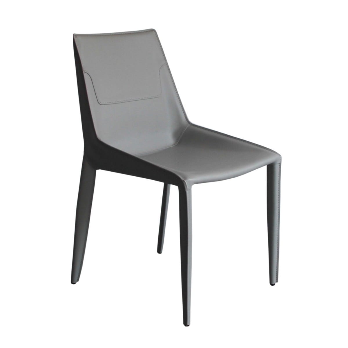 Modrest Halo Modern Light Grey Saddle Leather Dining Chair Set of Two