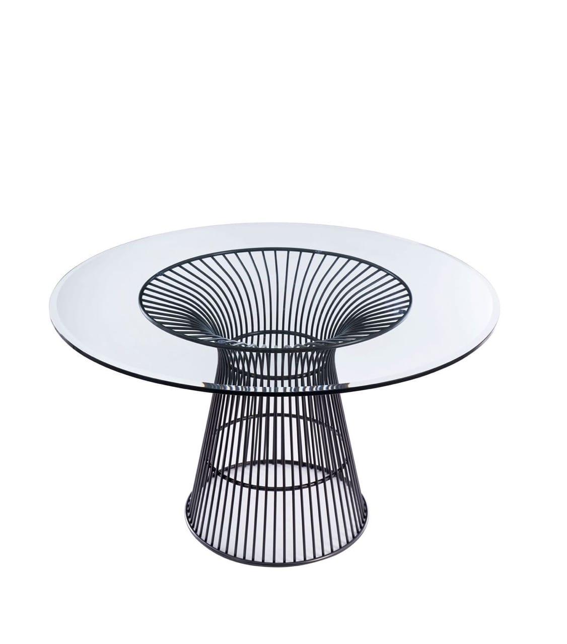 Modrest Chandler Modern Round Glass & Black Stainless Steel Dining Table - Thumbnail 2
